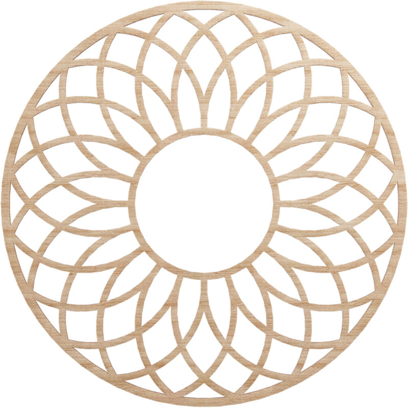 Médaillon de plafond en bois ajouré Cannes, Aulne, H 30 po x l 30 po x P 0,38 po