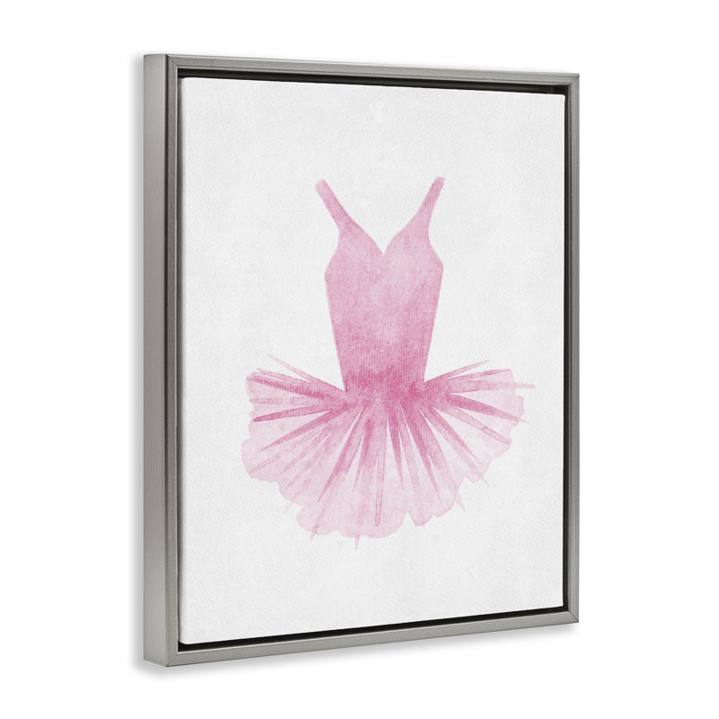 Cadre flottant aquarelle rose tutu ballerine, design par Camila Juncos, H 31 po x l 25 po, Cadre flottant gris lustré