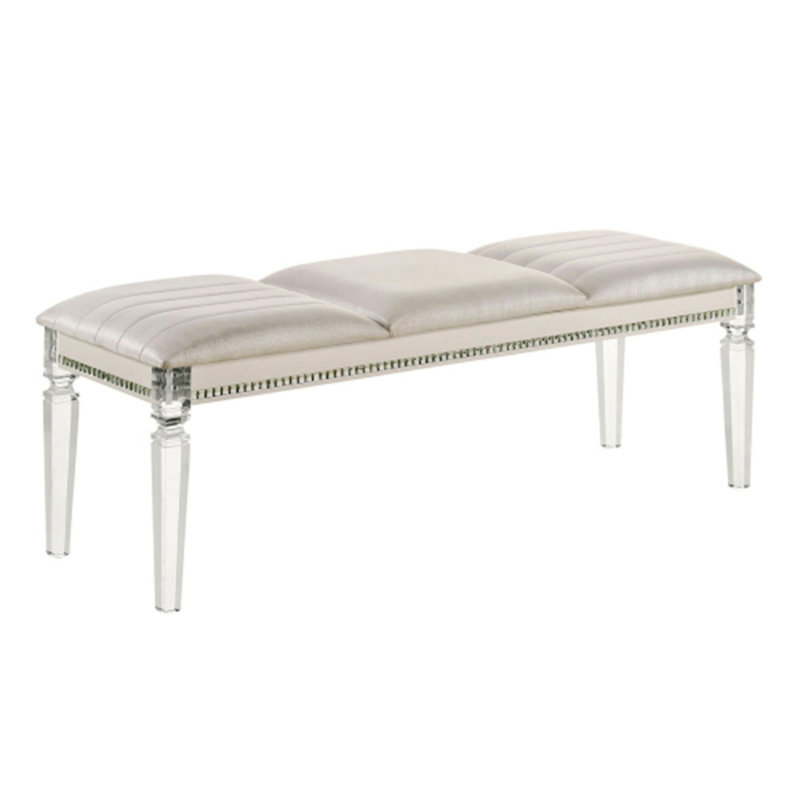 Banc avec assise rembourrée et pieds en acrylique