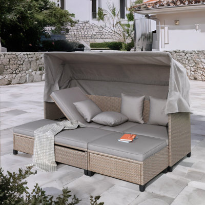 Ensemble de conversation modulaire en rotin avec coussins 4 pièces Shelbyville