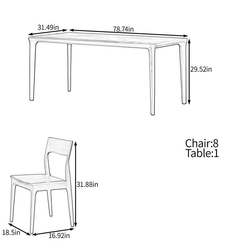 Ensemble de table rétro en noyer noir