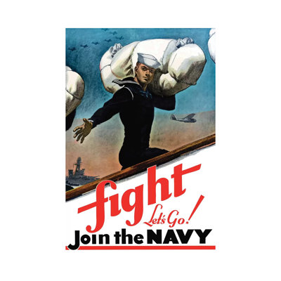 WWII Poster Of A United States Sailor Heading Off To War by Stocktrek Images - Wrapped Canvas Print