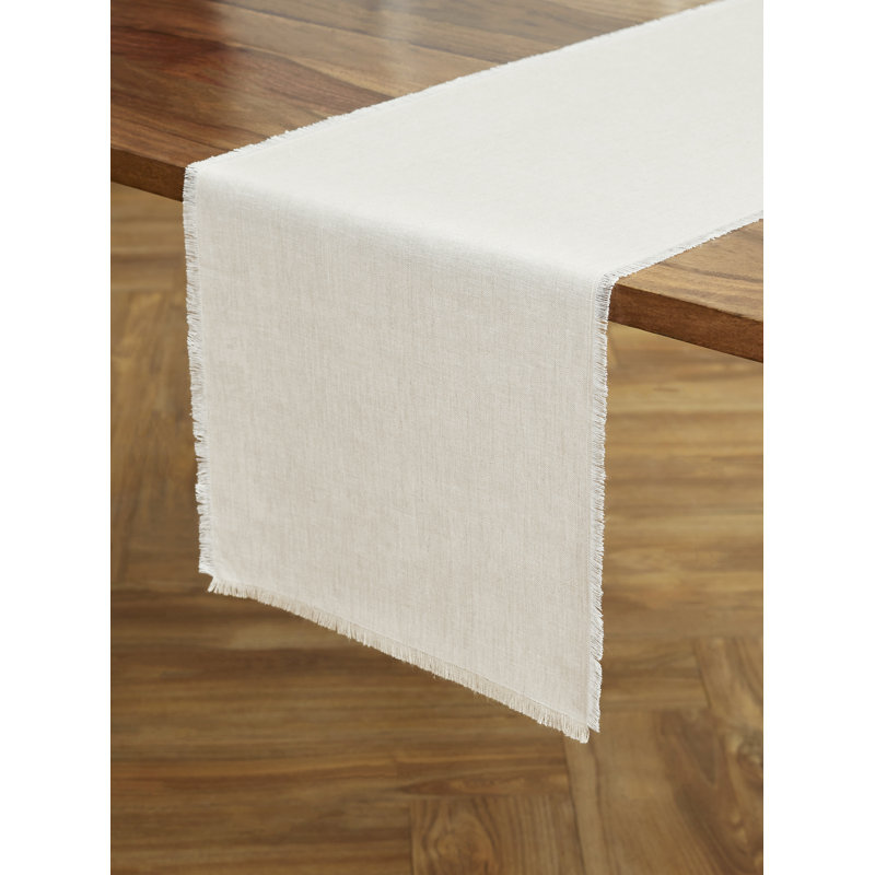 Fringe - 100% Pure Linen Table Runner, 108" x 14" Rectangle, Light Natural