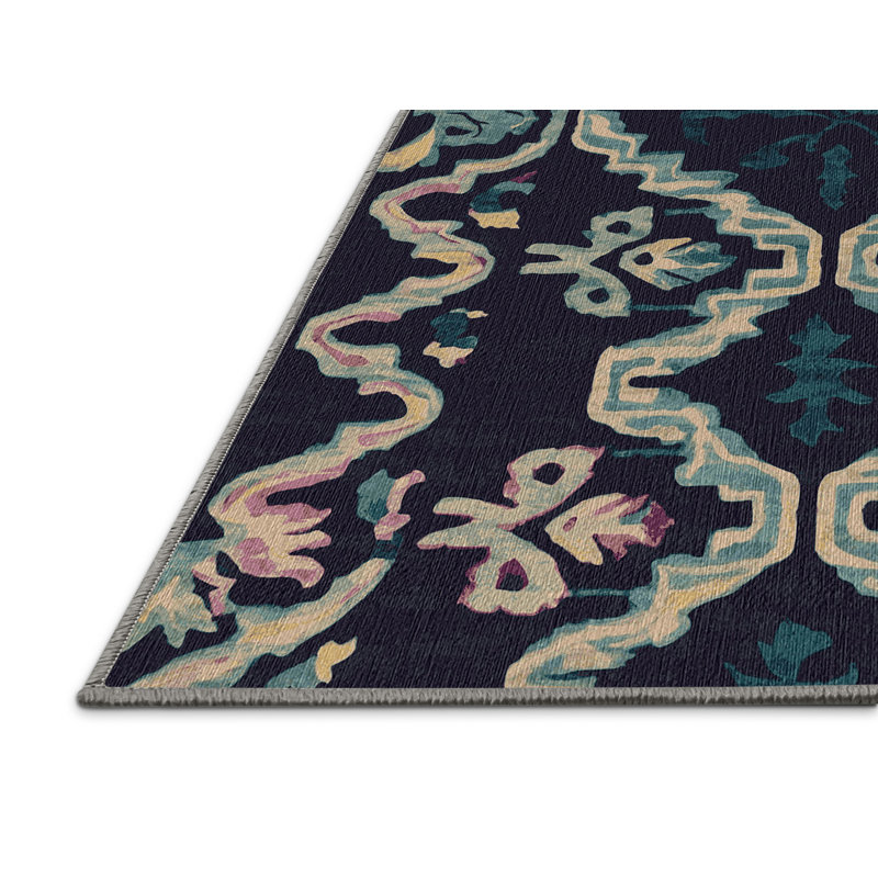 Machine Washable Purple Area Rug, Round 3'