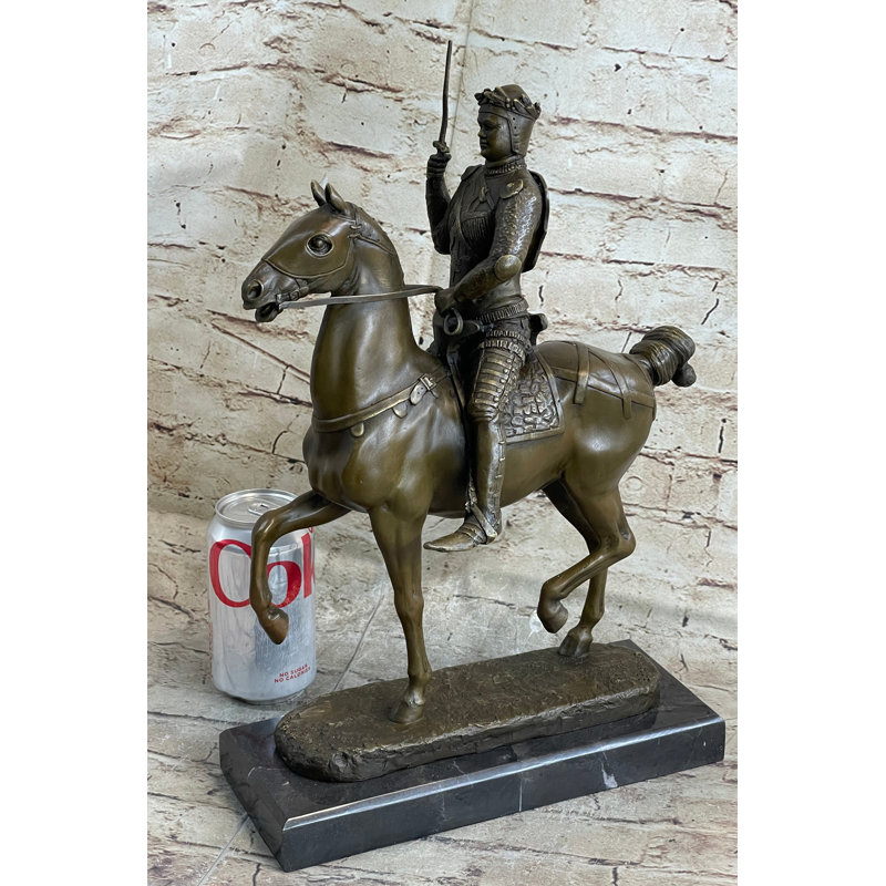 Statue de bronze médiéval du roi Arthur à cheval 16 po x 10 po
