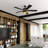 Khateeb 52 in. Black and Gold Indoor Rod Mount Mid-Century Modern Ceiling Fan with Reversible Black-Walnut Blades, Dimmable LED Light Kit and Remote Control Included, 3 Speeds, Metal Shade