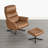 Genuine Leather Accent Chair With Adjustable Headrest & Ottoman-1109528279
