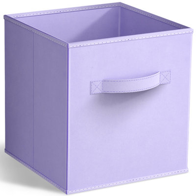 Sorbus 11 Inch Foldable Fabric Storage Cube Bin with Handle - for Organizing Home, Closet, Bedroom, Playroom, and More, Single, Pastel Purple