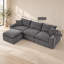 Canapé modulaire 102,39 po avec méridienne convertible en forme de L, canapé d'angle gris en mousse à densité 32