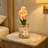 Pink Tulip Crystal Table Lamp With Usb Rechargeable Touch Dimming Light