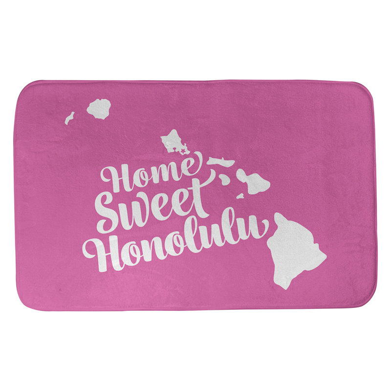 Tapis pour salle de bain honolulu hawaii, l 17 po x L 21 po, Rose