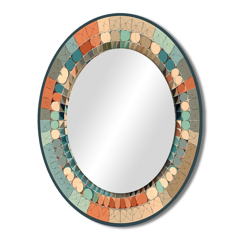 The Great Mystery Vintage Mandala Illustration IV - Abstract Oval Decorative Mirror On Metal, 43" x 33"