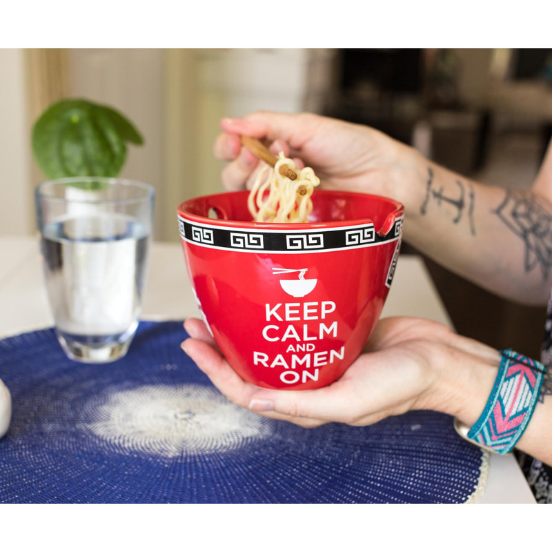 Service de vaisselle Bowl Bop Keep Calm And Ramen On | Bol de 16 onces, baguettes
