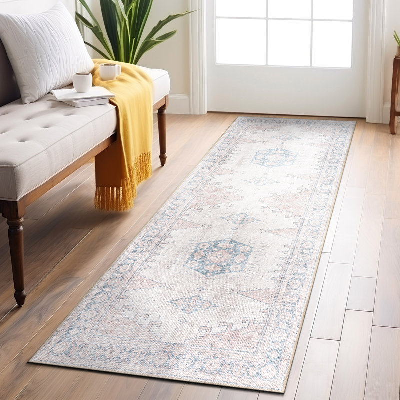 Tapis beige antidérapant Labarbera, Tapis de couloir 2 pi 6 po x 7 pi