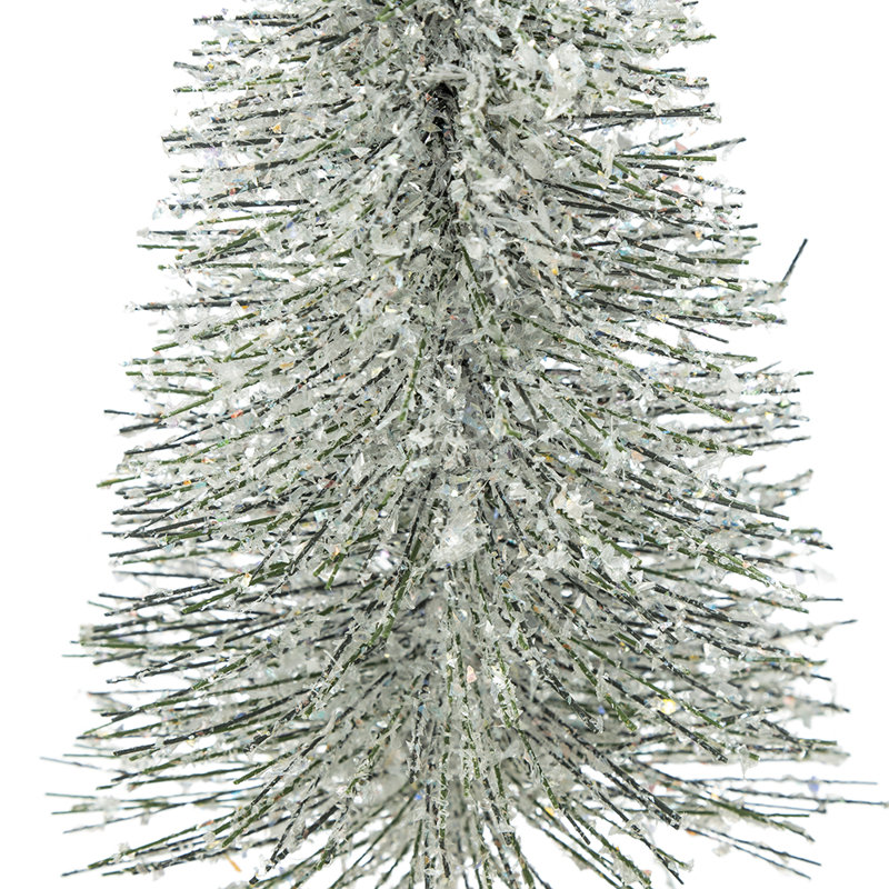Green Tree With Frost - Set of 3 - 5"Dia. x 12" - White/Brown