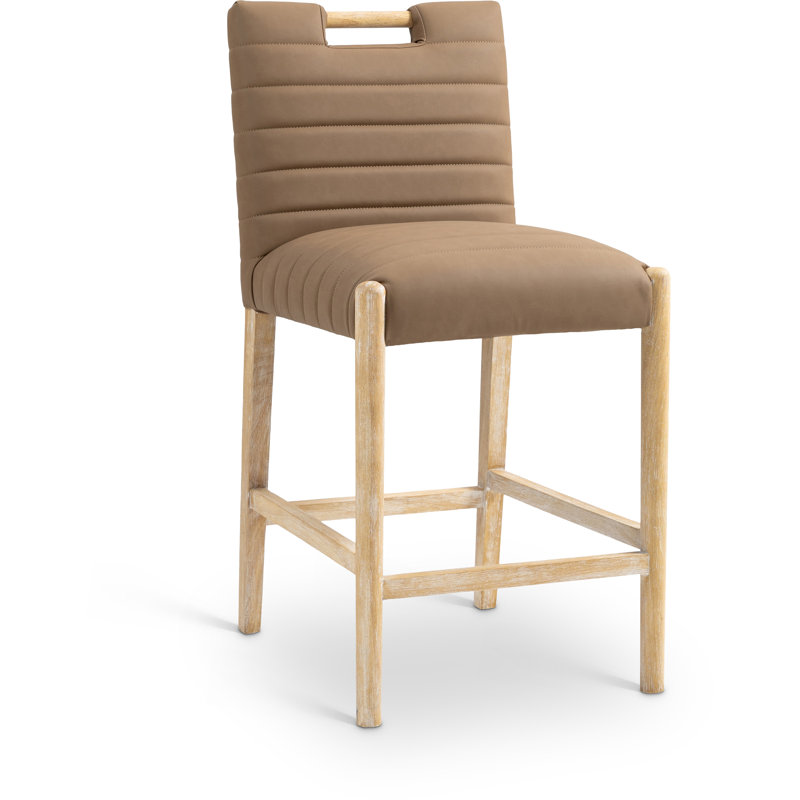 Aimee Vegan Leather Counter Stool, Brown Vegan Leather , Natural