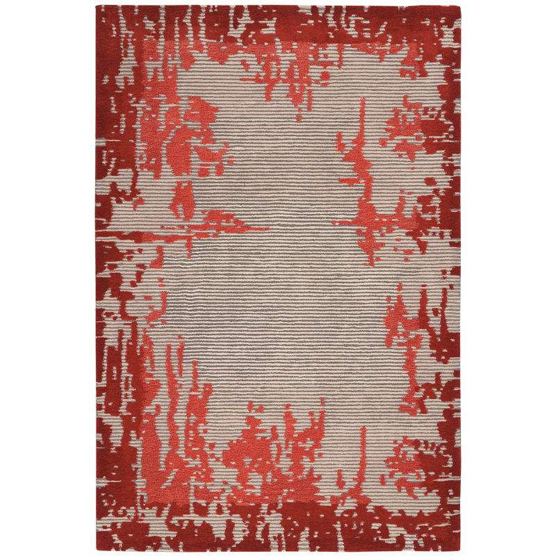 Tapis bleu moderne fait à la main, Rectangle 3 pi 9 po x 5 pi 9 po