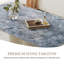 52'' Blue Marble Coffee Table, Large Rectangle Central Table with Stainless Steel Base