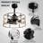 20 Inch Small Caged Ceiling Fan With Light And Remote Control,6 Speed Reversible Bladeless Fan Light Fixture For Farmhouse Kitchen Bedroom, Matte Black