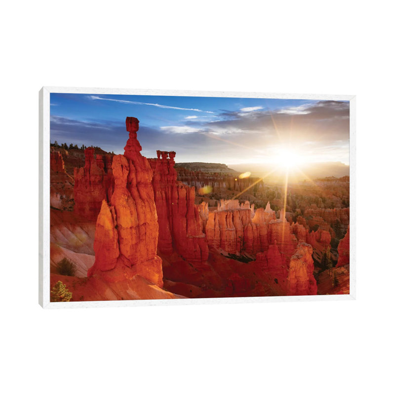 Sunrise, Thor's Hammer, Bryce Canyon National Park, Utah, Usa by Matteo Colombo - Wrapped Canvas Print, White Floater Framed