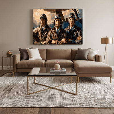Transportation Pilot and aviation crew portraits Brown Canvas Wall Art