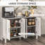 Buffet, 47 po avec 4 portes de grange et 2 tablettes réglables, meuble bar Farmhouse, grain de bois gris