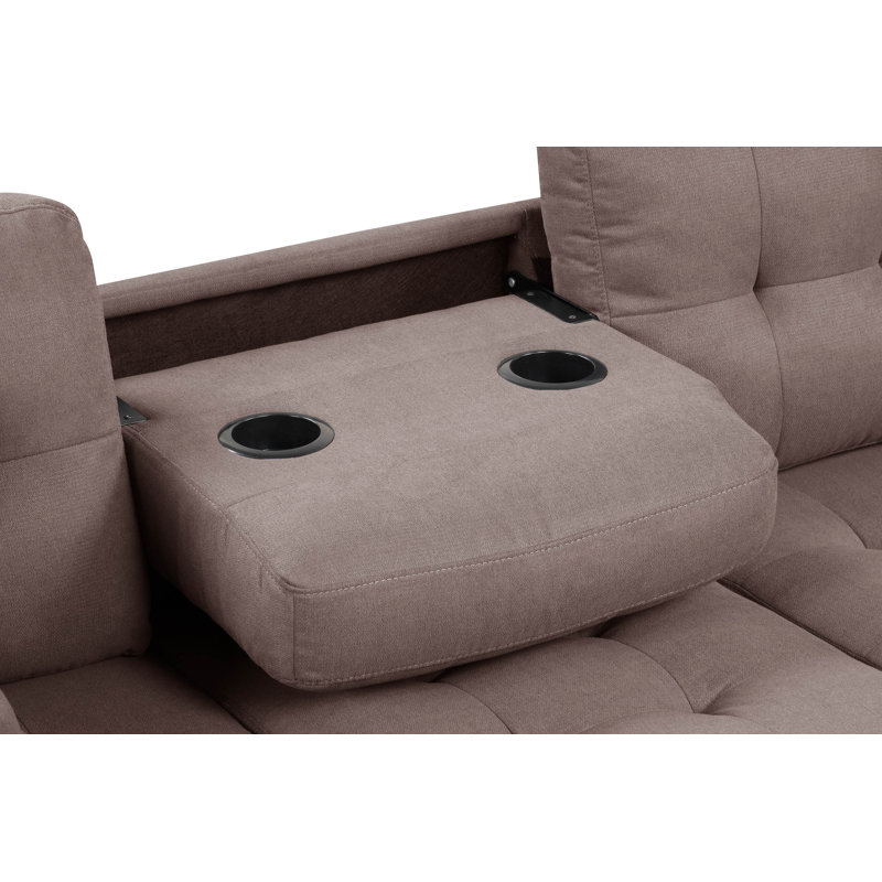 Misja Upholstered L-Shaped Sectional Reversible, Dark Brown Fabric