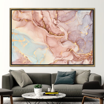 Luxurious Shimmery Alcohol Ink Marble Artwork - Modern Soft Tone Trendy Wall Decor Poster