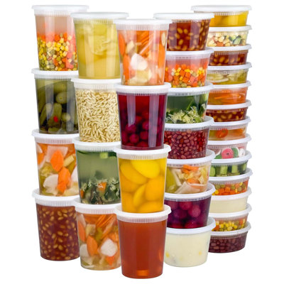 60 Sets (120-Piece) Deli Containers with Lids - 32/16/8 oz ×20 Each - Leak-Proof BPA-Free Microwave/Freezer Safe