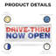 Panneau de commande Drive Thru Now Open 18 po x 48 po