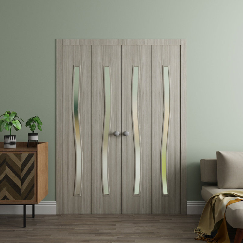 Portes coulissantes doubles pour garde-robe coulissante - ESSENTIEL 8002 - Ensemble de quincaillerie de moulures à moulures robustes - Portes de garde-robe en bois massif
