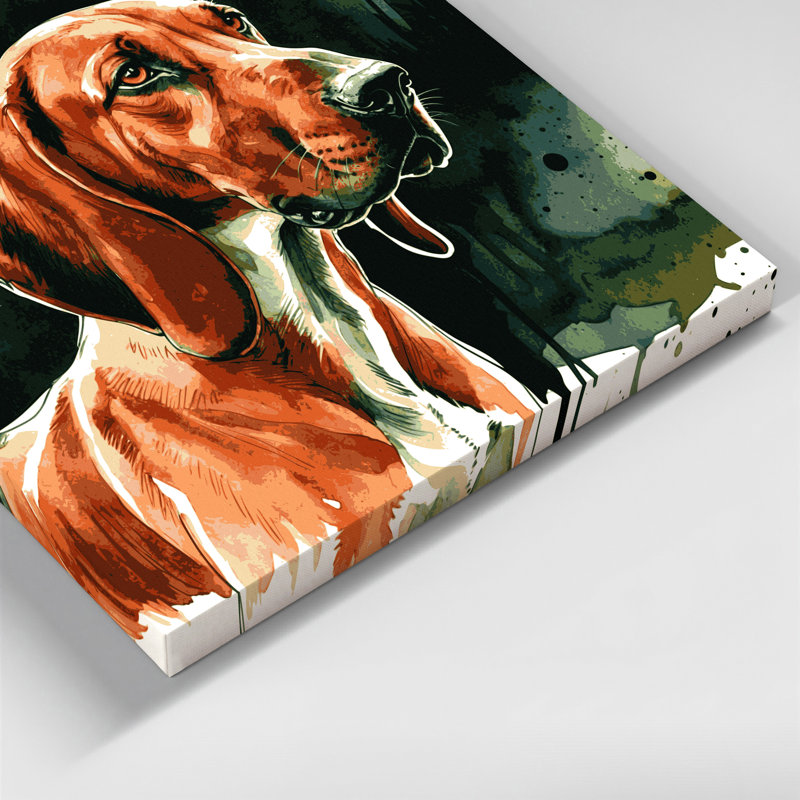 «Dogs Redbone Coonhound Green», art mural sur toile, H 8 po x l 8 po