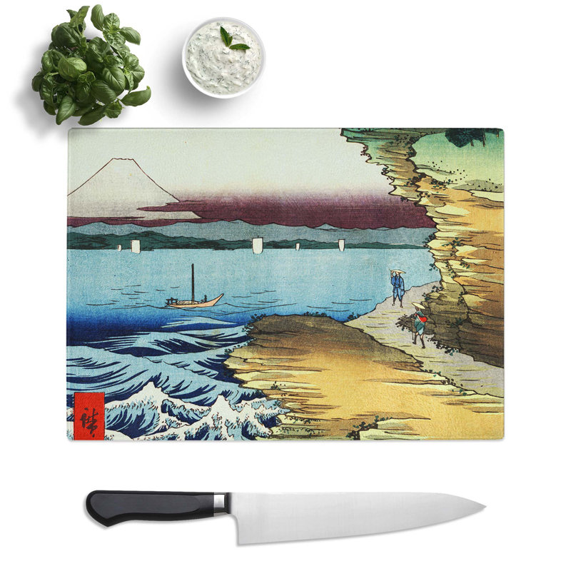 Tempered Glass the Coast at Hota in Awa Province by Utagawa Hiroshige Chopping Board, 28.5 cm x 20 cm
