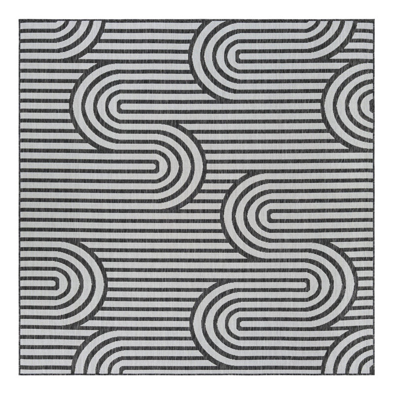 Outdoor Modern Indoor/Outdoor Area Rug, Square 7'10"