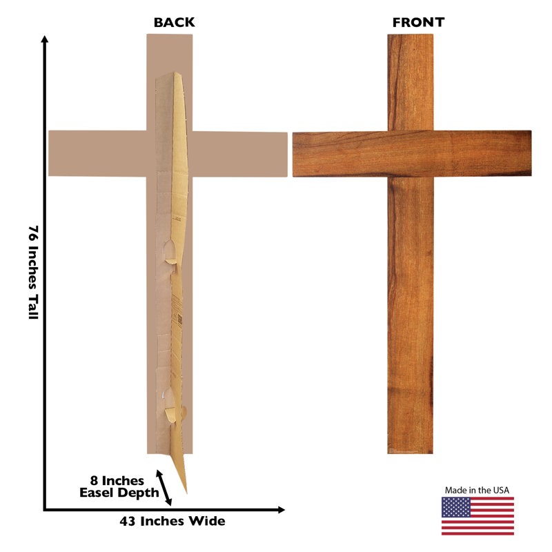 Lifesize Brown Cardboard Cross Standup with Easel