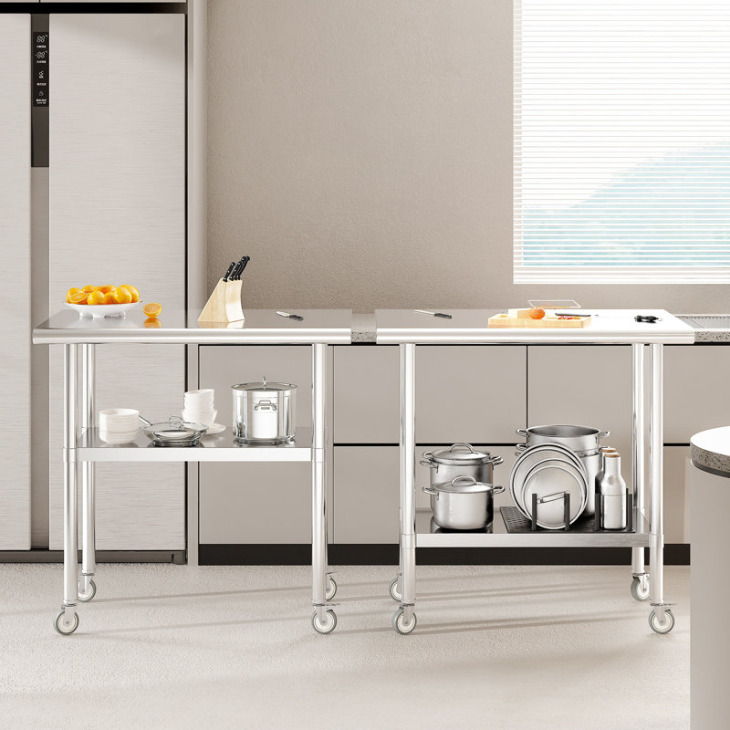 Mickeal 24" x 36" Stainless Steel Workbench with Wheels