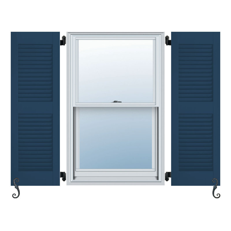 Paires de volets de colonial à persiennes architecturale meneau Atlantic, Bleu haute mer, 18 po, 69 po