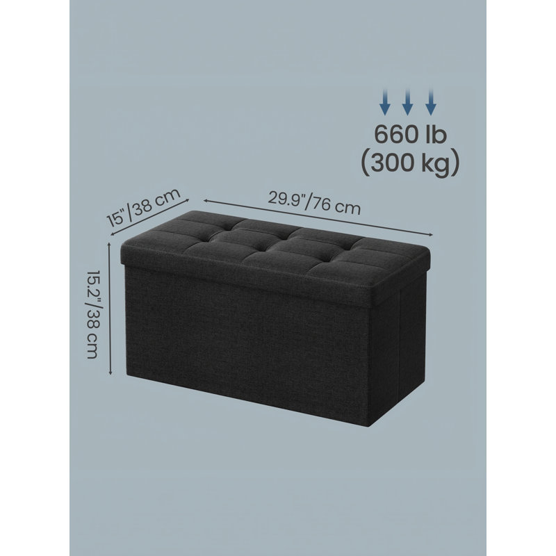 Storage Ottoman Bench, End of Bed Bench, Storage Chest, for Living Room, Bedroom, Entryway, Black