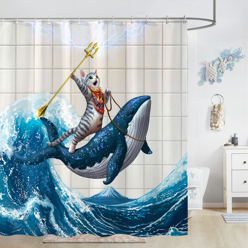 Drôle de rideau de douche avec crochets