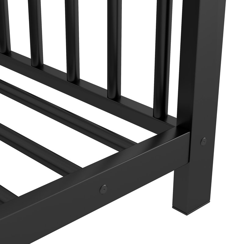 Twin Size Metal House Platform Bed, Black, Black