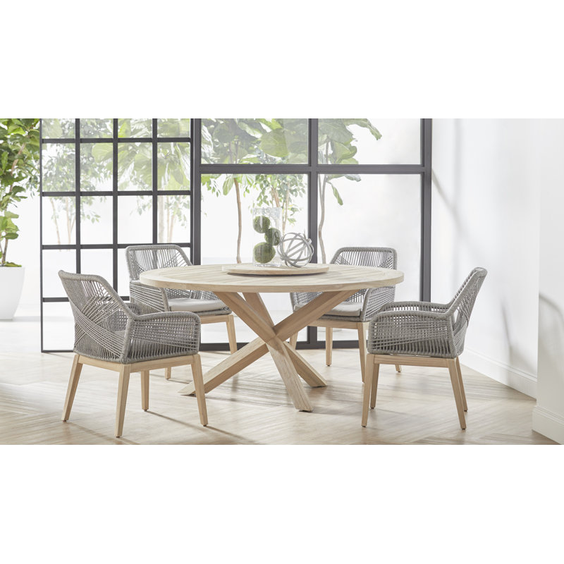 Boca Teak Round Solid Wood Dining Table