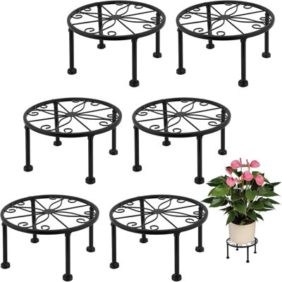 Paquet de 6 supports à plantes robustes en métal, support de pot de fleurs d'intérieur rond de 9 pouces avec base antidérapante pour balcon, patio et décoration intérieure