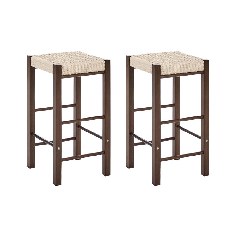 Counter Stool with Solid Wood Frame, Dark Brown