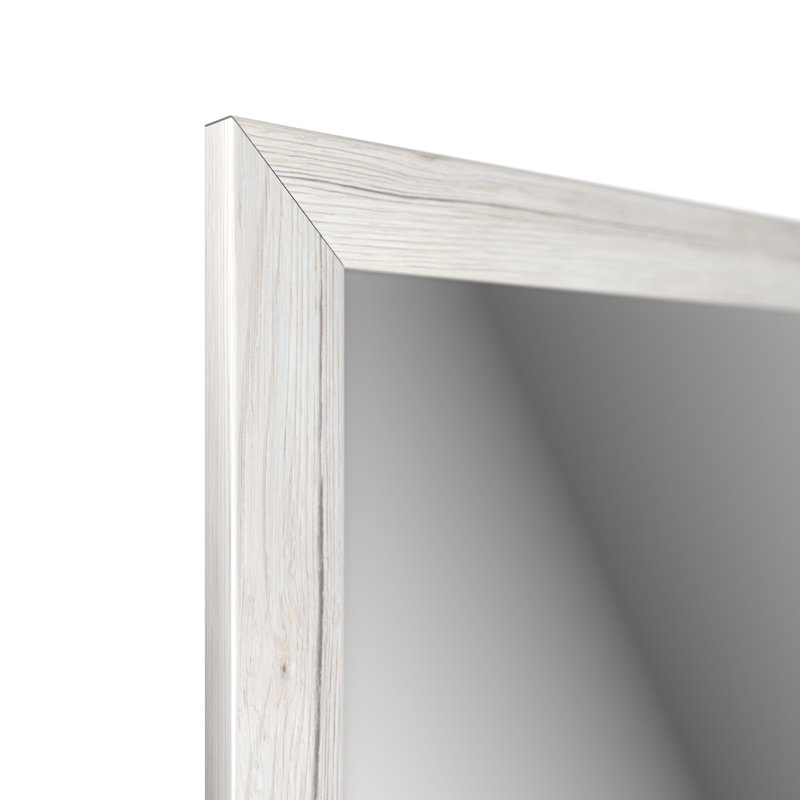 Jarel Wood Flat Wall Mirror, Cream, 127cm H x 47cm W