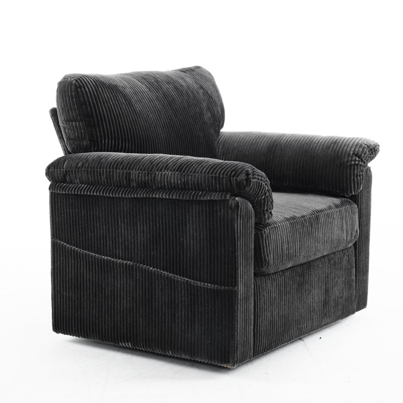 Chaise longue surdimensionnée de 33 pouces - Accoudoir en chenille simple pour chambre à coucher avec siège pivotant confortable avec rembourrage doux et structure de renforcement de la productivité