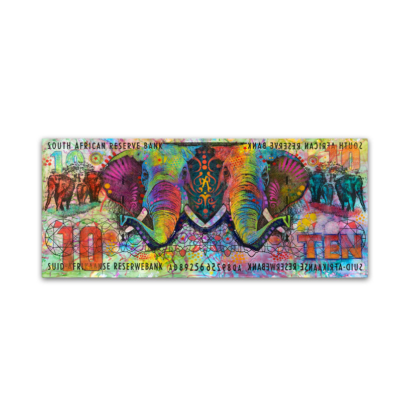 « éléphants », reproduction d’impression sur toile tendue, H 14 po x l 32 po