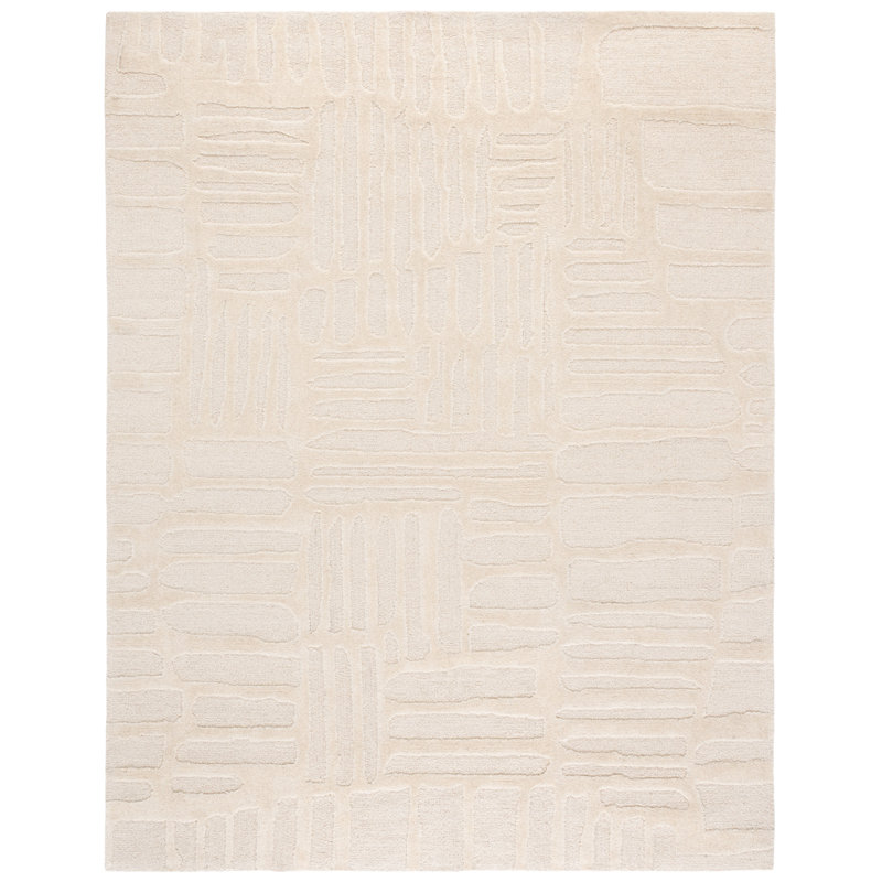 Ebern Designs Abstract Hand-Tufted Wool and Cotton Area Rug, Rectangle 8' x 10'