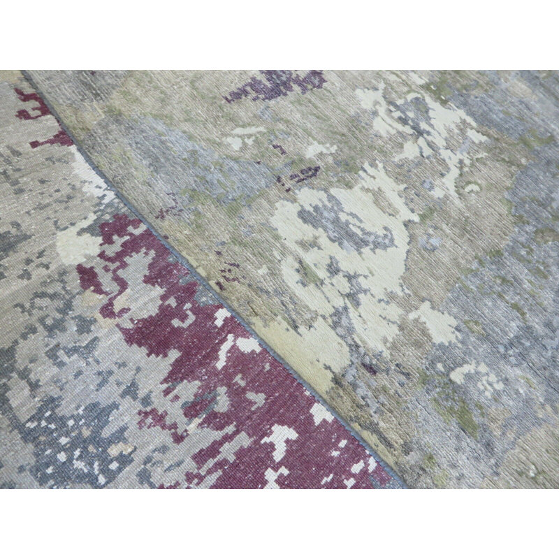 Tapis oriental tibétain moderne en soie noué à la main 6 pi x 9 pi 3 po avec soie F088FF7A6A3A452CACD92F1884F0E838