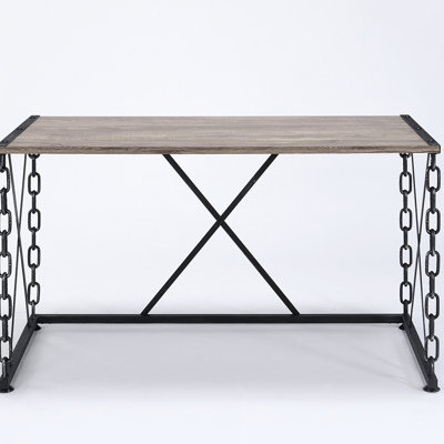 Bureau rustique en chêne et noir antique - espace de travail moderne et fonctionnel