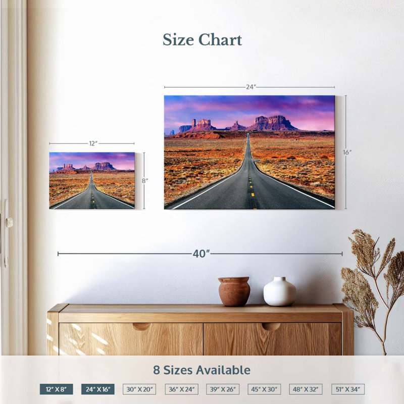 Mehar Road to Monument Valley Sunset, H 16 po x l 24 po